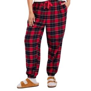 Old Navy Red and Navy Plaid pajama Joggers women 3X high Waisted Flannel Plaid